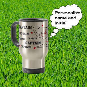 Taza De Viaje Capitán deportivo Monograma nombre personalizado