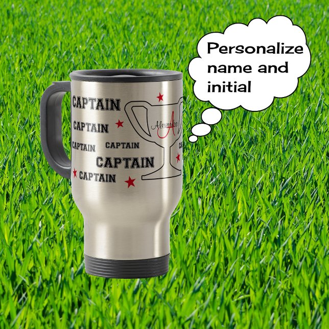 Taza De Viaje Capitán deportivo Monograma nombre personalizado (Subido por el creador)