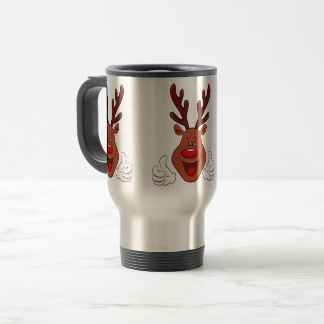 Taza De Viaje Cara de reno de los navidades (Anverso izquierdo)