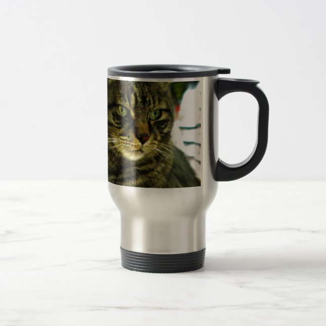 Taza De Viaje Cara de Tabby con ojos verdes (Derecha)