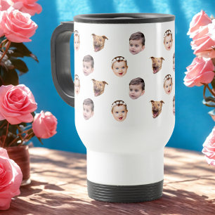 Taza De Viaje Cara personalizado, regalo familiar único 3 fotos