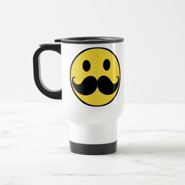 Taza De Viaje Cara retra del amarillo del bigote (Izquierda)