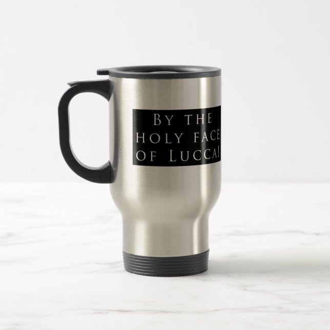 Taza De Viaje ¡Cara santa de Lucca! Negro (Izquierda)