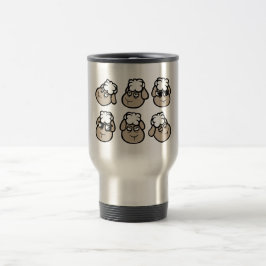 Taza De Viaje Caras de Ovejas Expresiones Emociones Feliz Triste