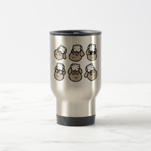 Taza De Viaje Caras de Ovejas Expresiones Emociones Feliz Triste
