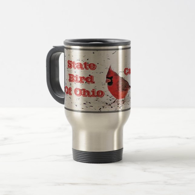 TAZA DE VIAJE CARDINAL ROJO, AVE ESTATAL DE OHIO (Anverso izquierdo)