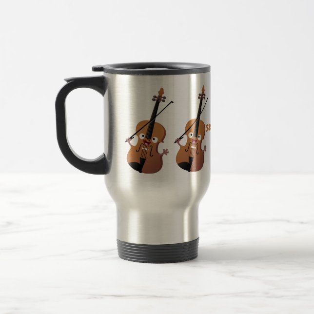 Taza De Viaje Caricatura musical divertida en violín (Izquierda)
