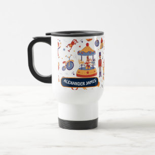 Taza De Viaje Carnaval de diversión blanca niños patrón de circo