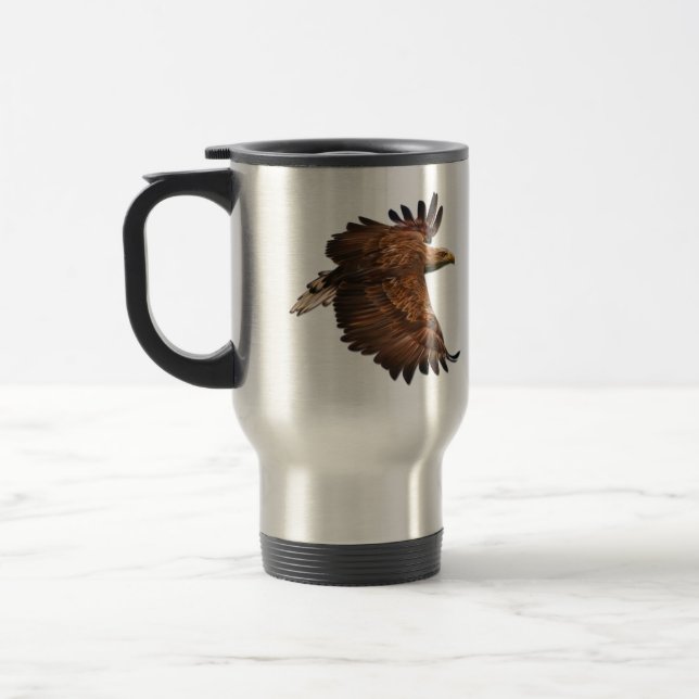 Taza De Viaje Carne de café de viaje en vuelo con águila (Izquierda)