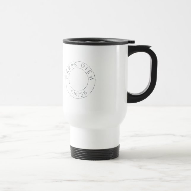 Taza De Viaje Carpe Diem D1075W círculo loge gráfico cuffe mug (Derecha)