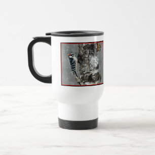 Taza De Viaje Carpintero Cabeciblanco en Nieve - Fotografía Orig