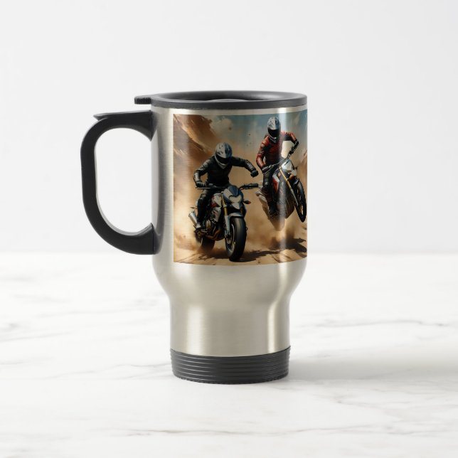 Taza De Viaje Carreras De Motocicletas Sucias En El Desierto, (Izquierda)