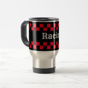 Taza De Viaje Carreras de verificación roja y negra