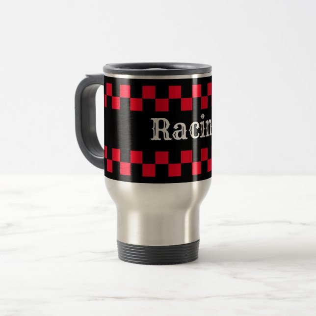 Taza De Viaje Carreras de verificación roja y negra (Anverso izquierdo)