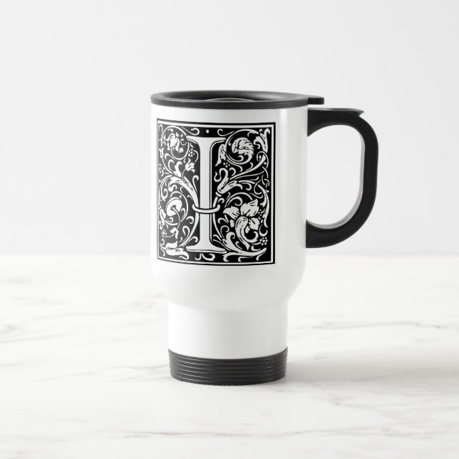 Taza De Viaje Carta I Monograma medieval Art Nouveau (Derecha)