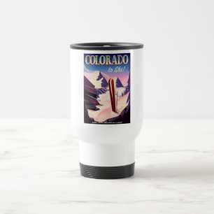 Taza De Viaje Cartel de esquí de Colorado - Póster deportivo de 