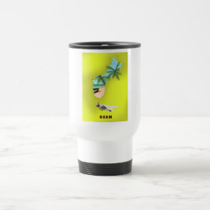 Taza De Viaje Cartel de viaje con mapa ilustrado de Guam