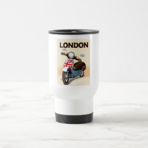 Taza De Viaje Cartel de viaje de Londres scooter vintage union j