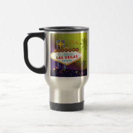 Taza De Viaje Cartel elegante de Las Vegas con nombre personaliz