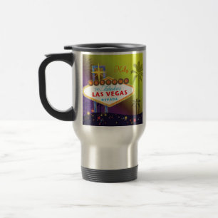 Taza De Viaje Cartel elegante de Las Vegas con nombre personaliz