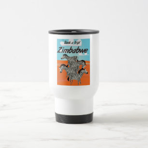 Taza De Viaje Cartel vintage de viaje de cebra de Zimbabue