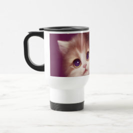Taza De Viaje Cartoon fluffy baby kitten with big eyes