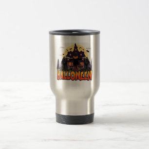 Taza De Viaje Casa de calabaza asustada, Halloween