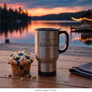 Taza De Viaje Casa de Lago Chic Tipografía Personalizada
