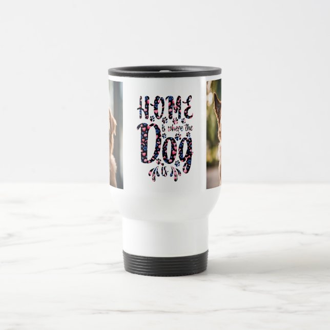 Taza De Viaje Casa donde el perro es Collage de fotos (Centro)