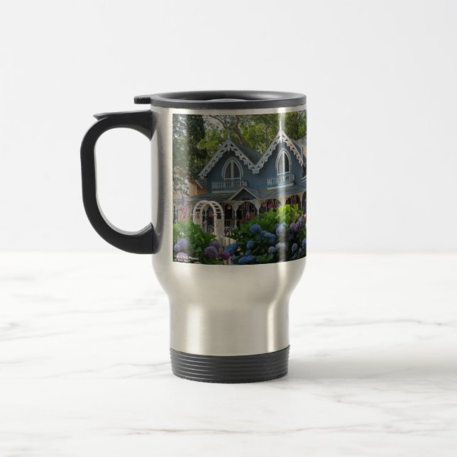 Taza De Viaje Casa victoriana en azul - Viñetería de Martha (Izquierda)