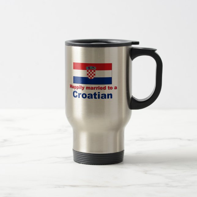 Taza De Viaje Casado feliz con un croata (Derecha)