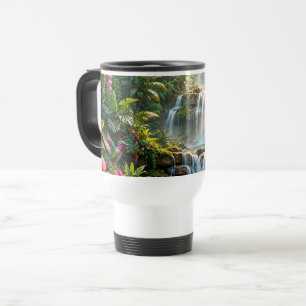 Taza De Viaje Cascadas Arcoíris Colibríes Paraiso Tropical