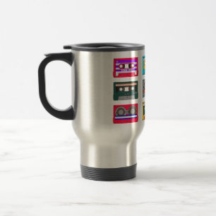 Taza De Viaje Casetes retro coloridos nostalgia de los años 80