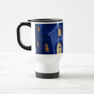 Taza De Viaje Castillo de cuento de hadas azul medianoche con lu