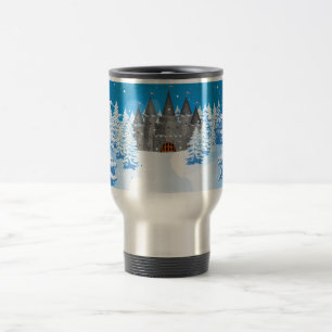 Taza De Viaje Castillo de Cuento de Hadas Nieve de Invierno