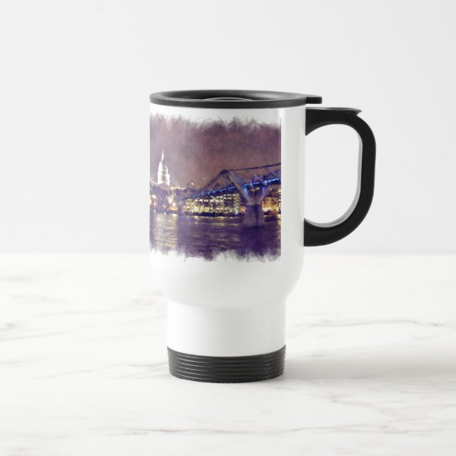 Taza De Viaje Catedral de San Pablo por pintura nocturna de bell (Derecha)