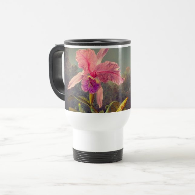 Taza De Viaje Cattleya Orchid y tres Hummingbirds Heade (Anverso izquierdo)