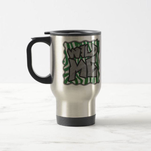 Taza De Viaje Cebra salvaje verde y blanco (Izquierda)
