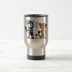 Taza De Viaje cebra y guepardo de policía lindos