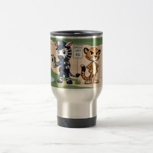 Taza De Viaje cebra y guepardo policías lindos