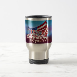 taza de viaje celebrando los 250 años de independe