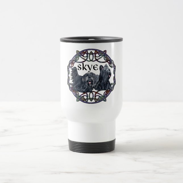 Taza de viaje celta para dos Skye Terriers (Centro)