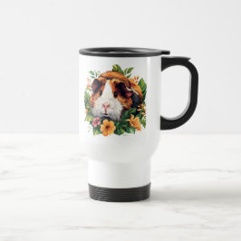 Taza De Viaje Cerdo guineano entre flores