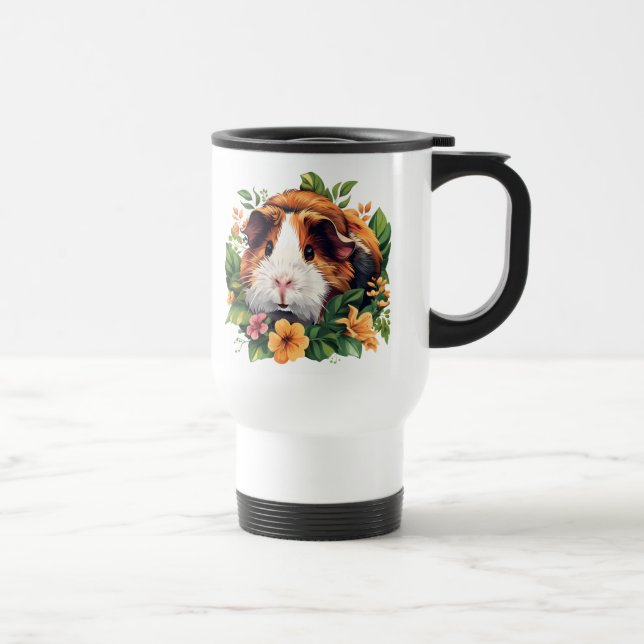 Taza De Viaje Cerdo guineano entre flores (Derecha)
