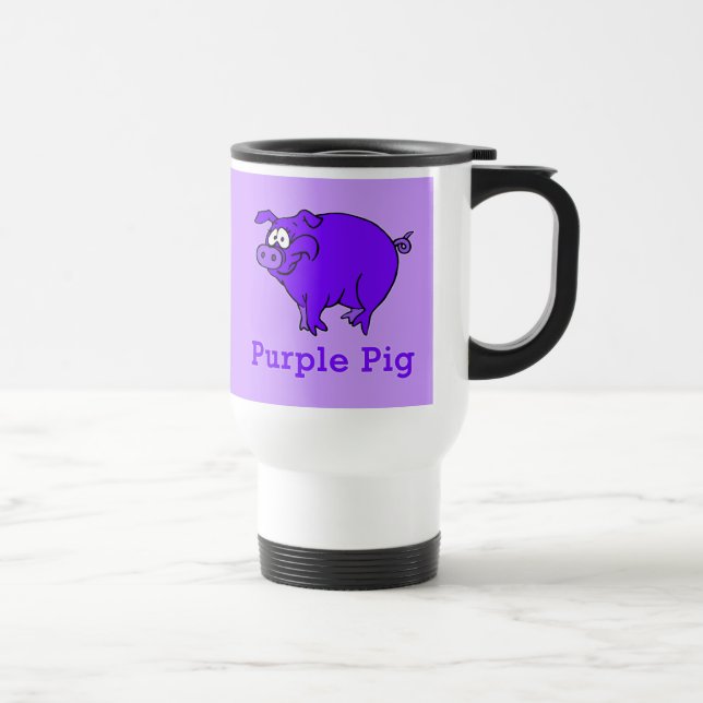 Taza De Viaje Cerdo púrpura en la ropa, tazas, camisetas del (Derecha)