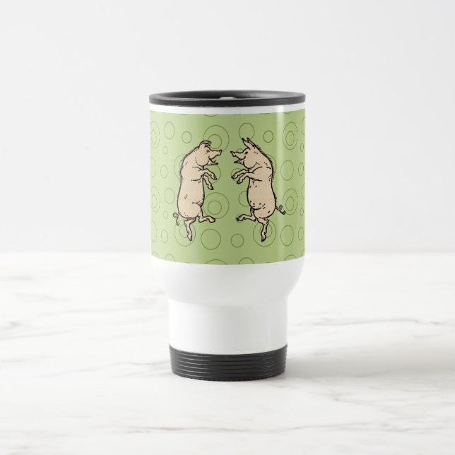Taza De Viaje Cerdos de baile de antigüedades: Whimsical Vintage (Centro)