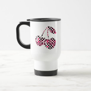 Taza De Viaje Cerezas Grandes con Patrón de Damas y Corazones Ro