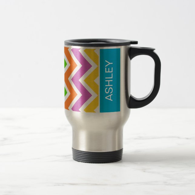 Taza De Viaje Chevron arcoiris brillante personalizado (Derecha)