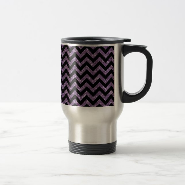 Taza De Viaje Chevron Purpurina Look Travel Mug (Derecha)