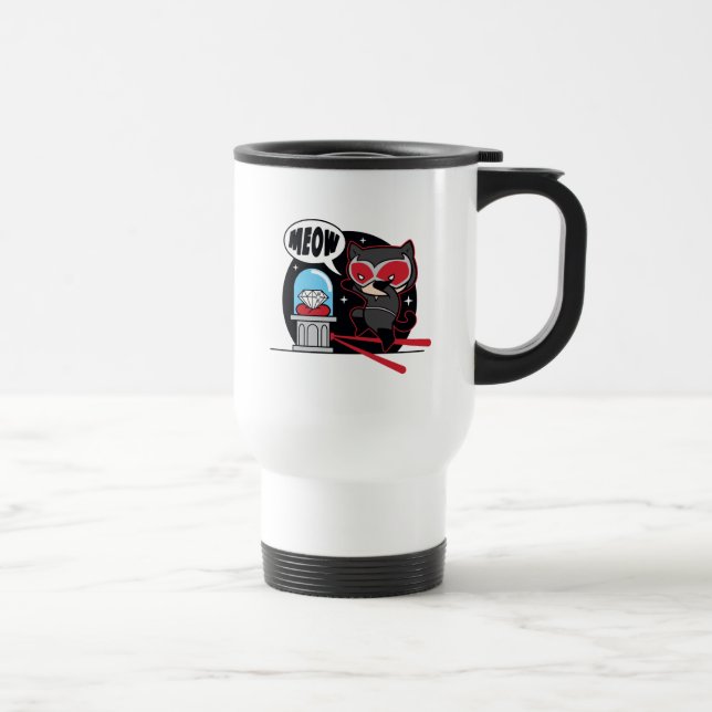 Taza De Viaje Chibi Catwoman Robando un diamante (Derecha)